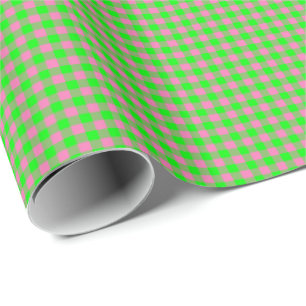 Pink-Neon-Brown-Coll-GINGHAM-10-GIFT-WRAP-PAPIER Geschenkpapier