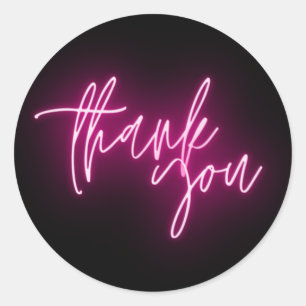 Pink Neon Danke, Trendy Runder Aufkleber