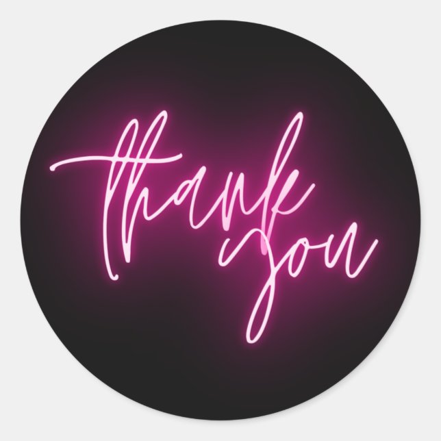 Pink Neon Danke, Trendy Runder Aufkleber (Vorderseite)