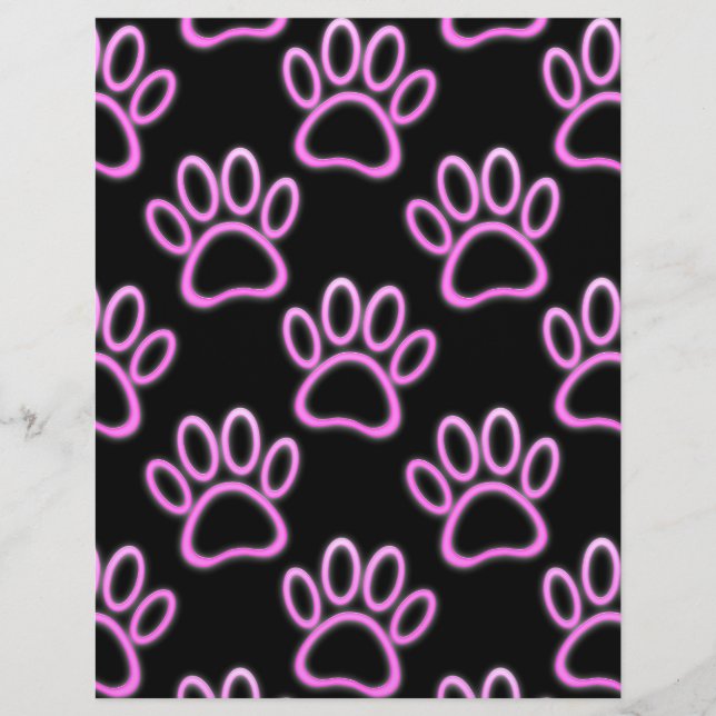 Pink Neon Dog Paw Print (Vorderseite)