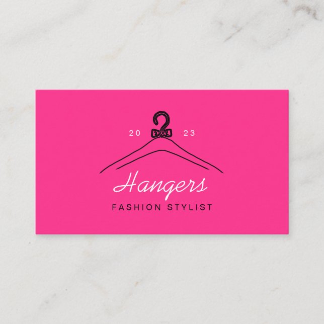 Pink Neon Hanger Fashion Stylist Visitenkarte (Vorderseite)