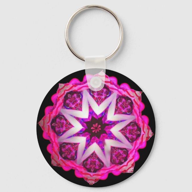 Pink Neon Kaleido-Star Schlüsselanhänger (Vorderseite)