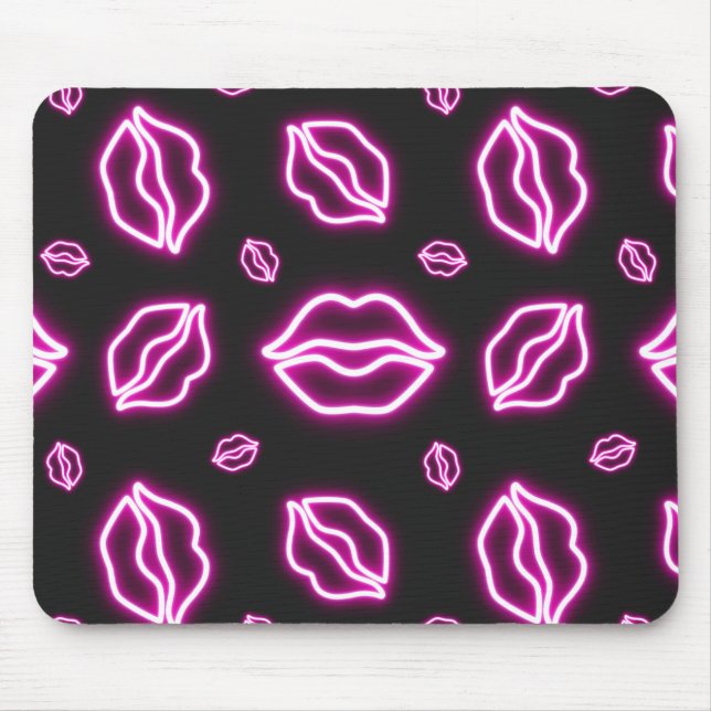Pink Neon Kiss Mousepad (Vorne)