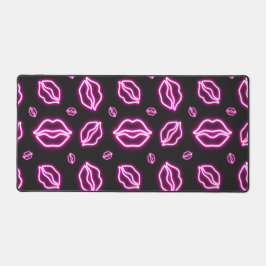 Pink Neon Kiss Schreibtischunterlage