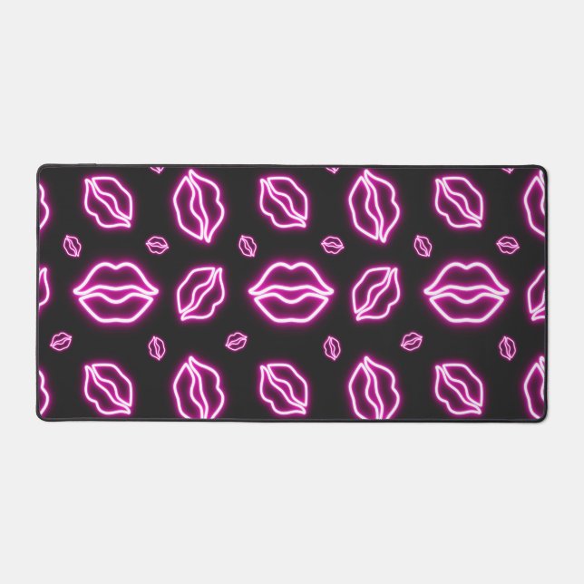 Pink Neon Kiss Schreibtischunterlage (Vorderseite)
