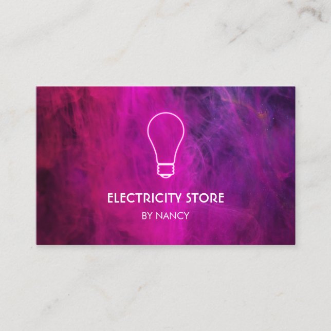 Pink Neon Lightbulb, Elektro Visitenkarte (Vorderseite)