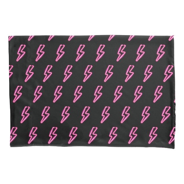 Pink Neon Lightning Bolt Muster Kissenbezug (Vorderseite-Links)