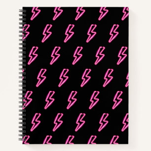 Pink Neon Lightning Bolt Muster Notizbuch