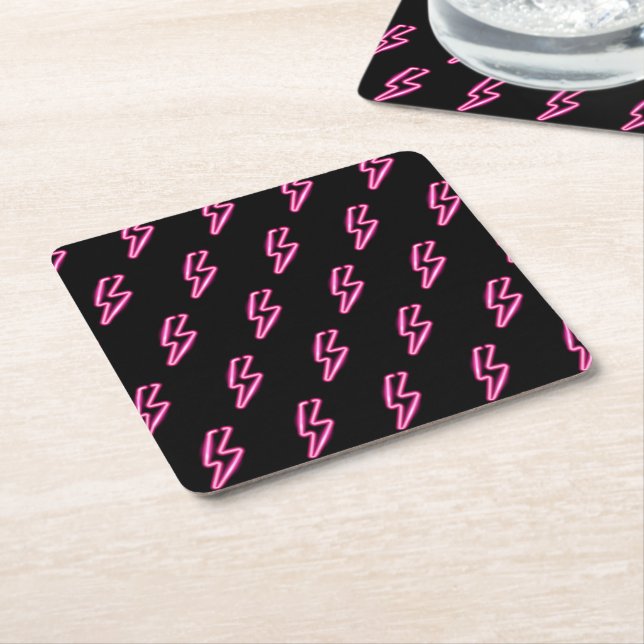 Pink Neon Lightning Bolt Muster Rechteckiger Pappuntersetzer (angewinkelt)
