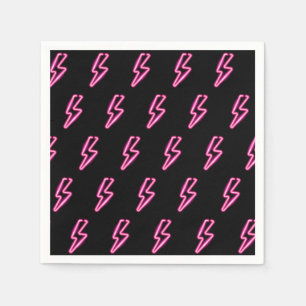 Pink Neon Lightning Bolt Muster Serviette