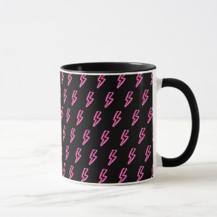 Pink Neon Lightning Bolt Muster Tasse