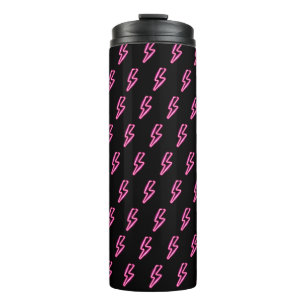Pink Neon Lightning Bolt Muster Thermosbecher
