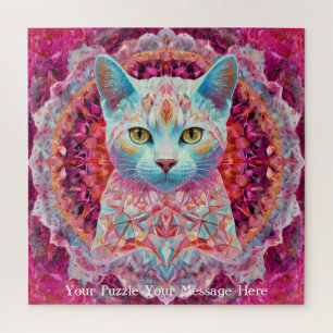 Pink Neon Mandala Cat