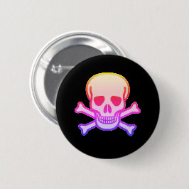 Pink Neon Skull Schwarz-Taste Button