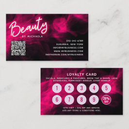 Pink Neon & Smoke Lash Salon QR Code Loyalty Card Visitenkarte