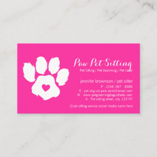 Pink-Neon-Tiersitter Social Media Hund Katze Pfote Visitenkarte