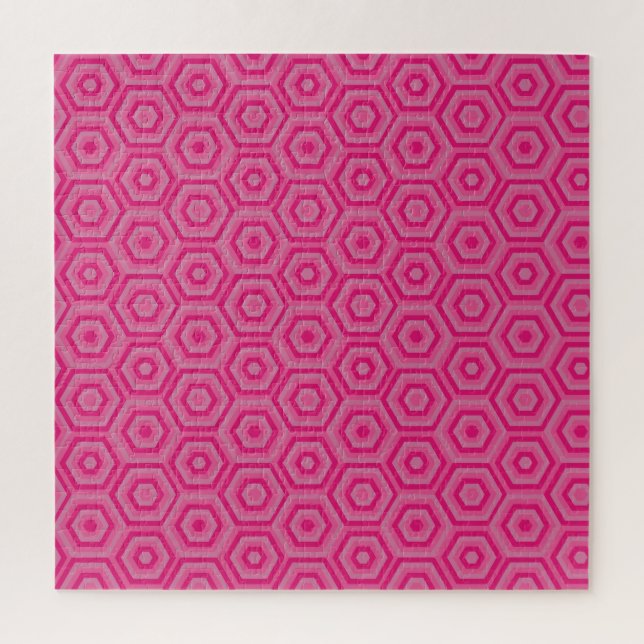 Pink Nested Hexagons Jigsaw Puzzle (Vertikal)