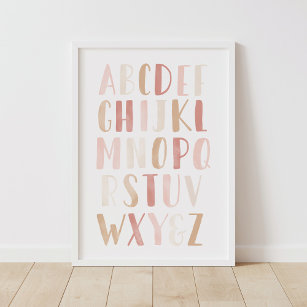 Pink Neutral Alphabet ABC Girl Kinderzimmer Deco Poster