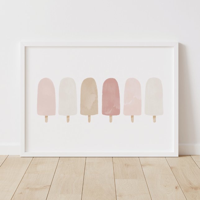 Pink Neutral Watercolor Popsicle Girls Room Poster (Von Creator hochgeladen)