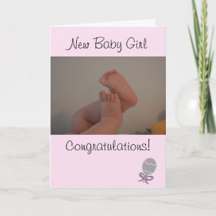 Pink New Baby Girl Gratulation Karte