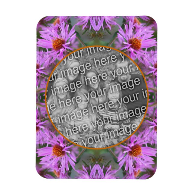 Pink New England Aster Blume hinzufügen Ihr Foto Magnet (Vertikal)