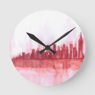 Pink New York City Dekor Runde Wanduhr
