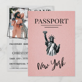 Pink New York City Passport Save the Date