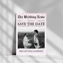 Pink Newspaper Moderne Hochzeit des Fotos Save The Date