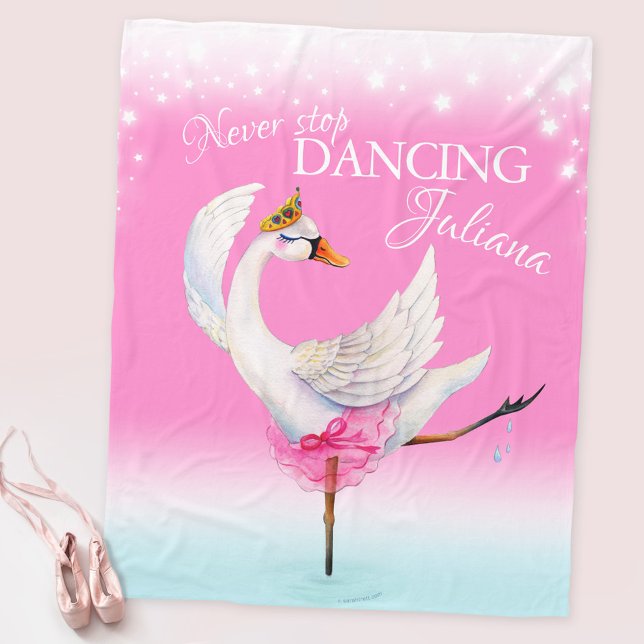 Pink nie aufhören zu tanzen Ballerina Schwan indiv Fleecedecke (Von Creator hochgeladen)