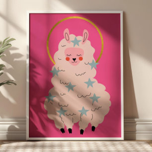 Pink Niedlich Alpaca Poster