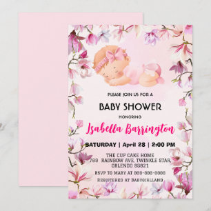 Pink Niedlich Baby Girl Blume Babydusche Kinder Einladung