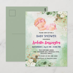 Pink Niedlich Baby Girl Daisy Blume Babydusche Kin Postkarte