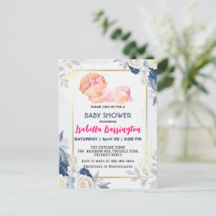 Pink Niedlich Baby Girl Rose Blume Babydusche Kind Postkarte