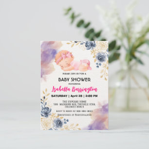Pink Niedlich Baby Girl Rose Blume Babydusche Kind Postkarte
