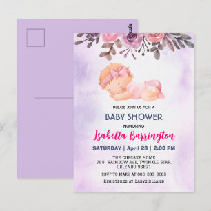 Pink Niedlich Baby Girl Rose Blume Babydusche Postkarte