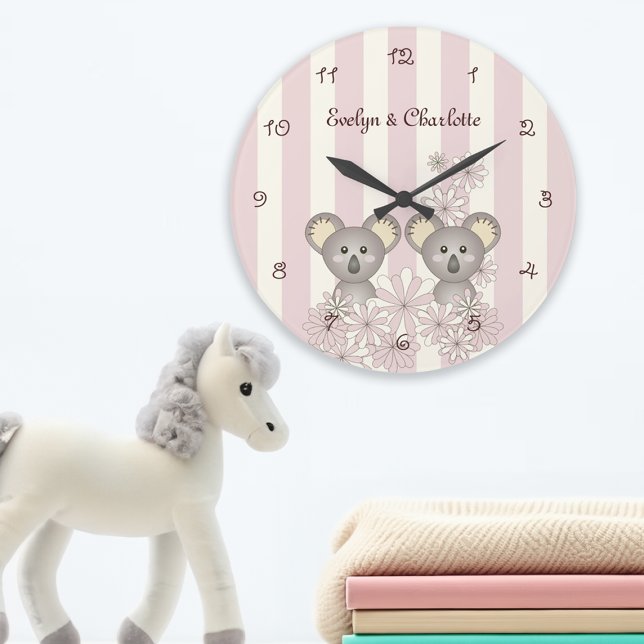 Pink Niedlich Baby Koala Girl Kinderzimmer / Kinde Große Wanduhr (Von Creator hochgeladen)