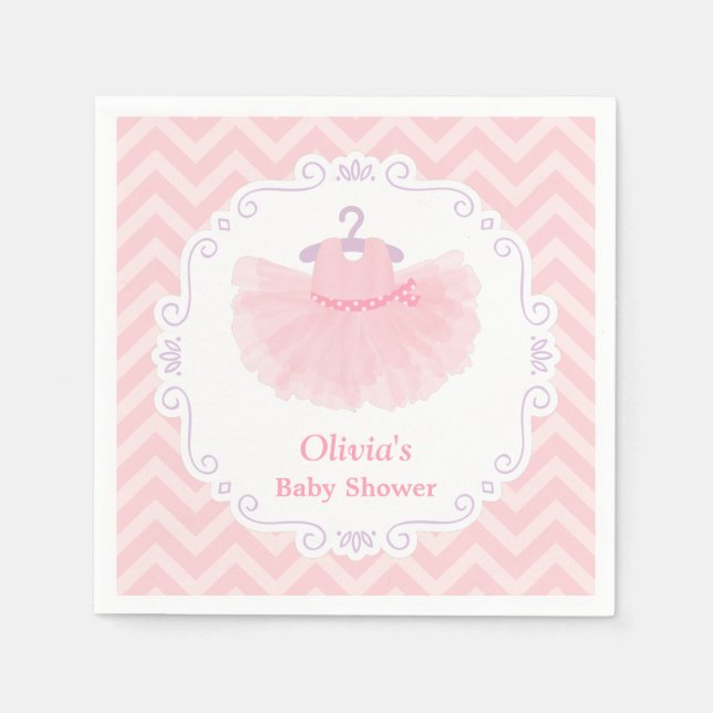 Pink Niedlich Ballerina Tutu Girl Babydusche Serviette (Vorderseite)