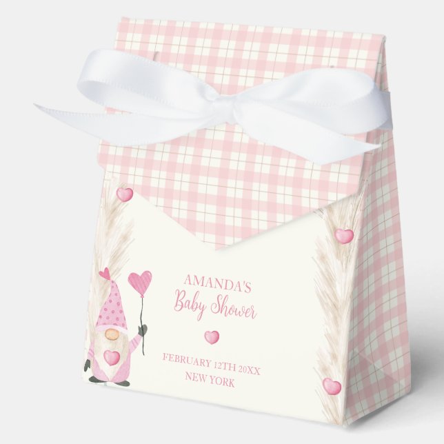 Pink Niedlich Boho Arch Gingham Sweetheart Babydus Geschenkschachtel (Vorderseite)