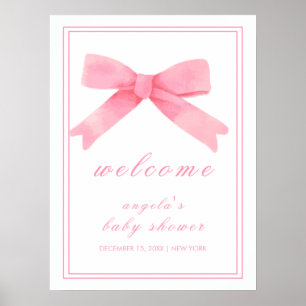 Pink Niedlich Bow Girl Babydusche Willkommen Poster