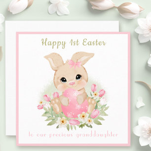 Pink Niedlich Bunny Grandtochter 1. Osterkarte Karte