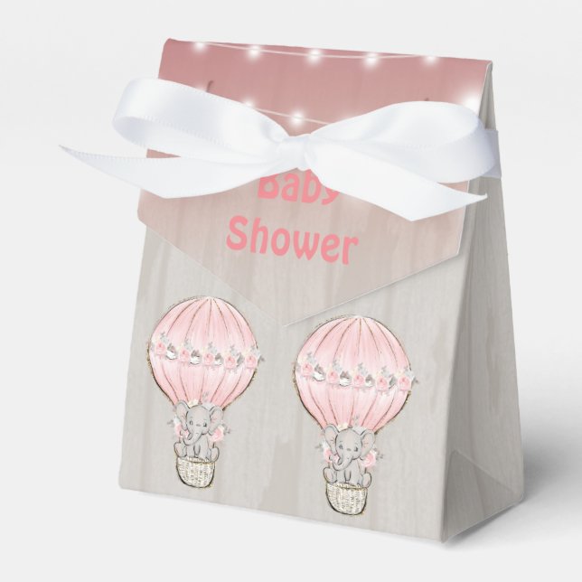 Pink Niedlich Elephant Hot Air Ballon Babydusche F Geschenkschachtel (Vorderseite)