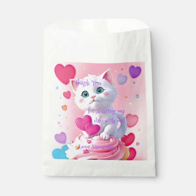 Pink Niedlich Fun Kitty Danke für die Teilnahme an Geschenktütchen (Vorderseite)