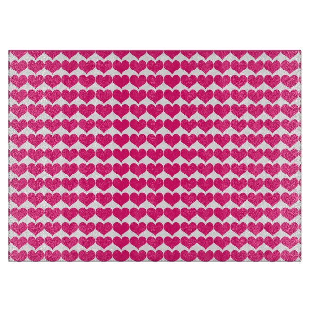 Pink Niedlich Hearts Muster Cutting Board Schneidebrett (Vorderseite)