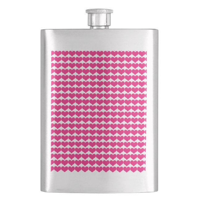Pink Niedlich Hearts Muster Flasche Flachmann (Vorderseite)