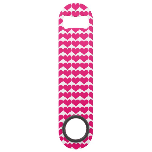 Pink Niedlich Hearts Muster Flaschenöffner (Vorderseite)