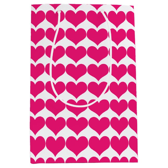 Pink Niedlich Hearts Muster Geschenktasche Mittlere Geschenktüte (Vorderseite)