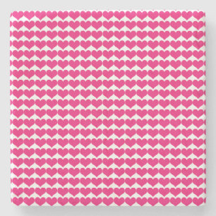 Pink Niedlich Hearts Muster Stone Untersetzer