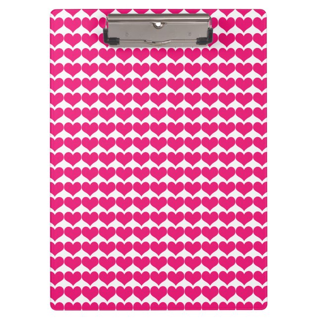 Pink Niedlich Hearts Muster Zwischenablage Klemmbrett (Vorderseite)
