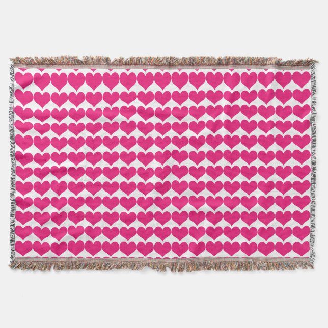 Pink Niedlich Hearts Pattern Throw Blanket Decke (Vorderseite)