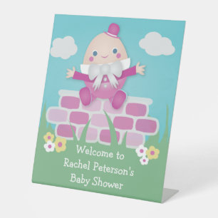 Pink Niedlich Humpty Dumpty Babydusche Sockelschild